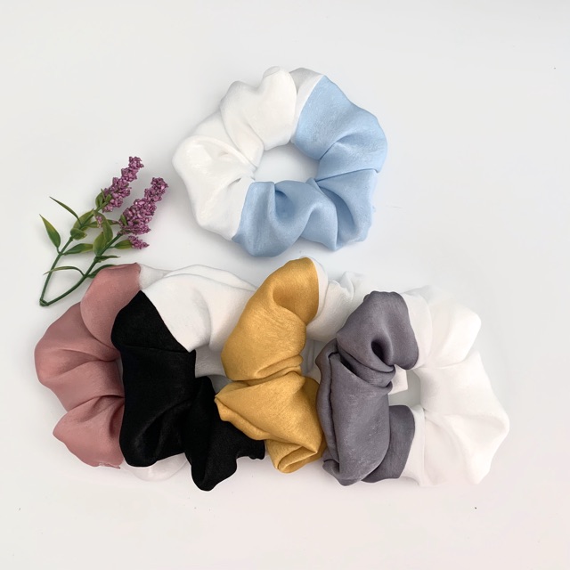 Cột tóc vải scrunchies lụa phối màu