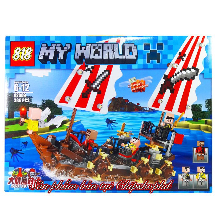 Đồ chơi Xếp Hình, Lắp Ráp MineCraft My World Tàu Hải Tặc No.82009. Có 386 Chi Tiết