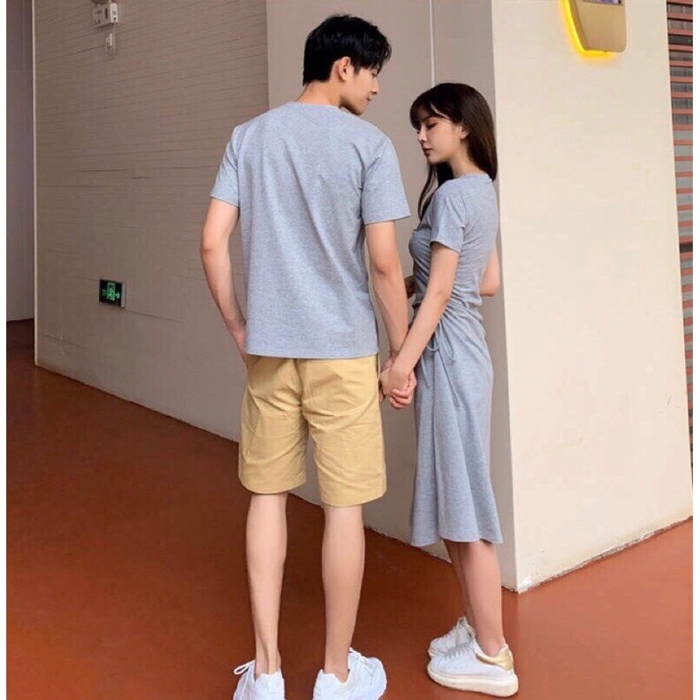 Áo váy thun đôi xám trái tim đen rút hông siêu xinh CÓ ẢNH THẬT - Forever Couple Store