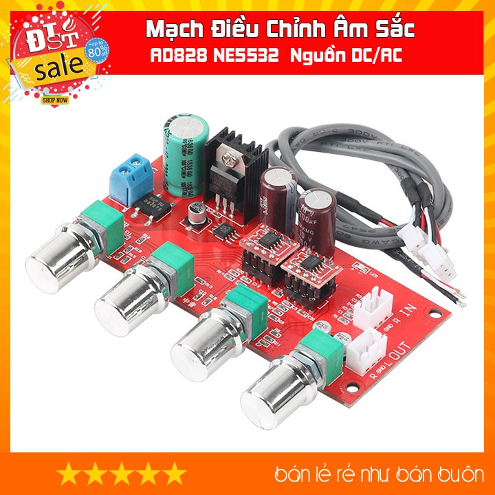 [RẺ NHẤT VIỆT NAM] Mạch Điều Chỉnh Âm Sắc AD828 NE5532 Nguồn điện AC hoặc DC đều sử dụng được