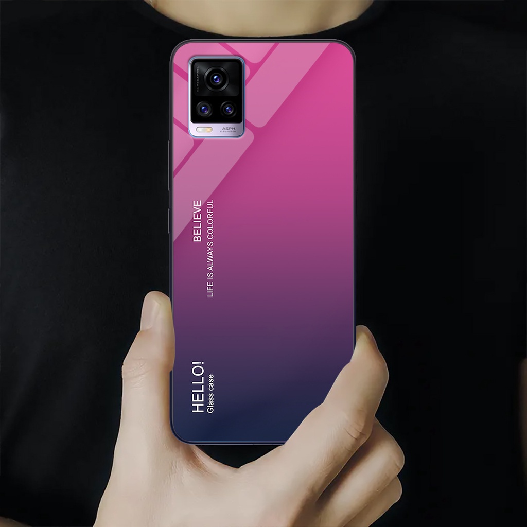 Ốp điện thoại Vivo V20 - Gradient edition, mặt lưng cường lực chống bể