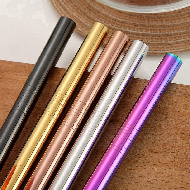 Set ống hút 5 món bằng thép không gỉ Lt999 kèm cọ vệ sinh và túi đựng tiện lợi