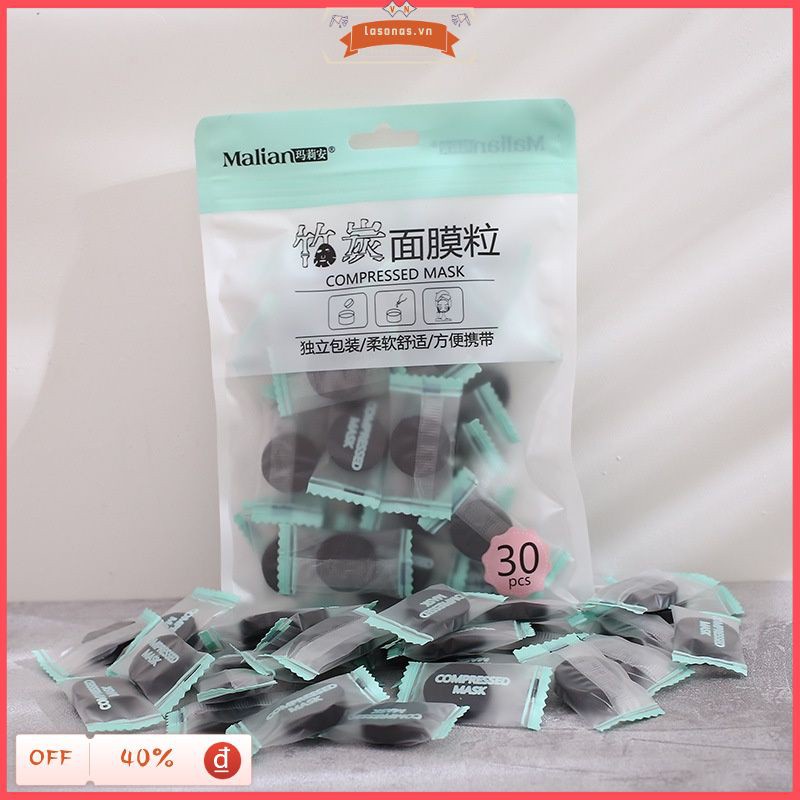 (Hàng Mới Về) Set 30 Mặt Nạ Giấy Nén Bằng Than Tre Tự Nhiên Màu Đen Làm Trắng Da Diy