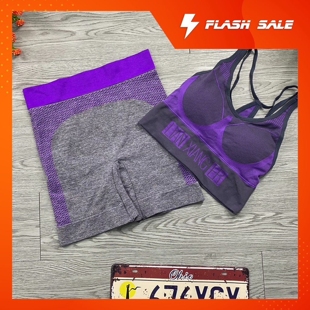 Set đồ tập gym nữ ngố,  thể thao nữ tập gym- yoga -aerobic chạy bộ gồm áo bra quần ngố tập gym...