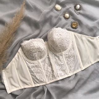 Áo corset croptop ren trắng 2hand