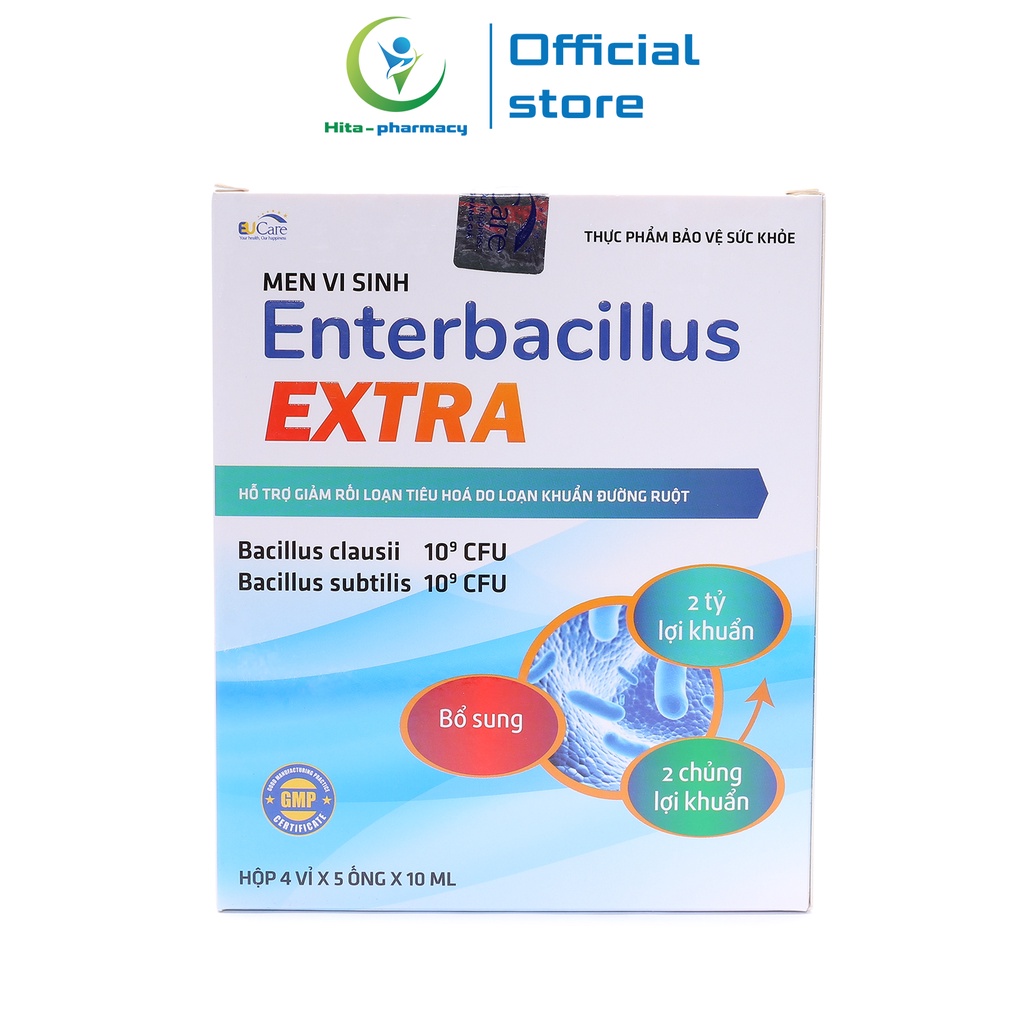 Men vi sinh dạng ống Enterbacillus Extra EUCARE giảm rối loạn tiêu hóa, táo bón, tiêu chảy, đi ngoài phân sống - 20 ống