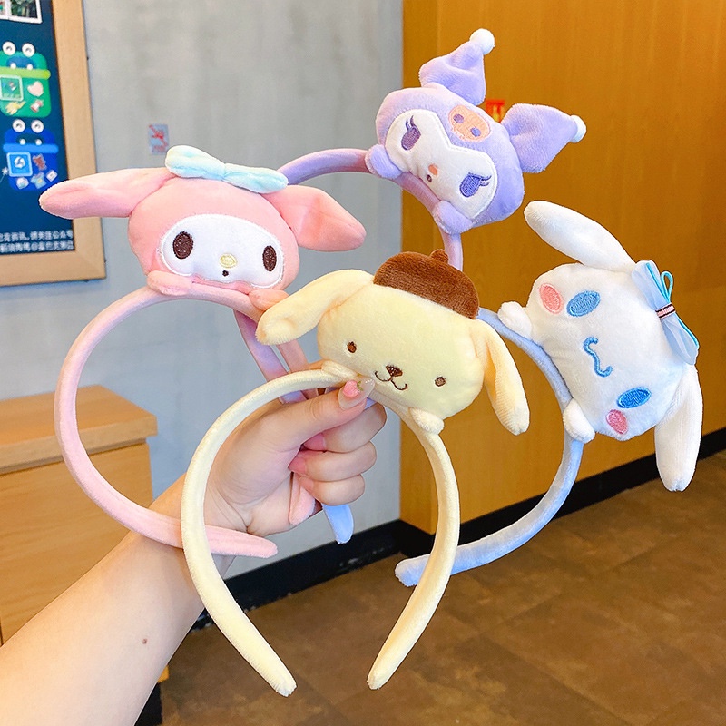 SANRIO Băng Đô Cài Tóc Hình Búp Bê Hoạt Hình Nhồi Bông Dễ Thương
