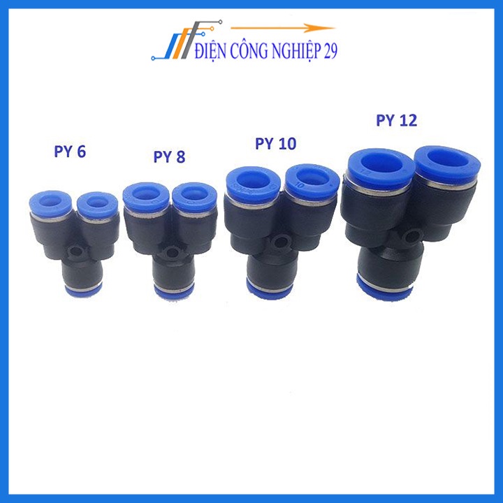Đầu nối Y ống hơi khí nén phun sương, đầu cắm dây hơi khí nén, cút cắm nhanh dây hơi pu khí nén