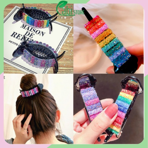 Kẹp tóc nhựa nhiều màu đơn giản phong cách Hàn Quốc dành cho nữ.