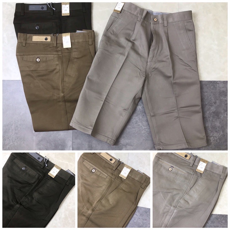 Quần short ngố trung niên nam dáng suông ống rộng chất liệu kaki không bai xù mềm mịn Manmoshop