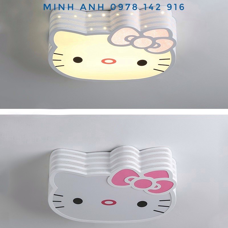 Mâm LED Ốp Trần Phòng Ngủ Cho Bé Hình Mèo Kitty LED 3 Chế Độ