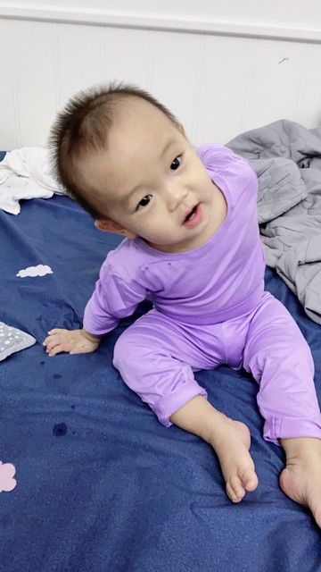 [7 màu] Bộ PEEKABOO chất thun lạnh xuất hàn tay dài cạp cao gam màu Hàn Quốc dễ thương cho Bé trai Bé Gái - B2005