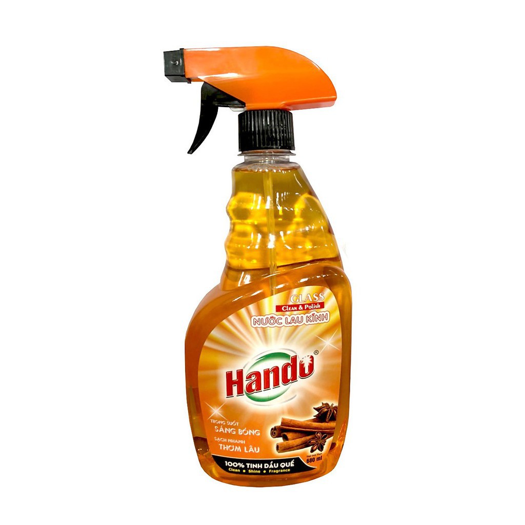 Combo nước lau sàn 1l hương quế và nước lau kính hương cam quế 600ml hando