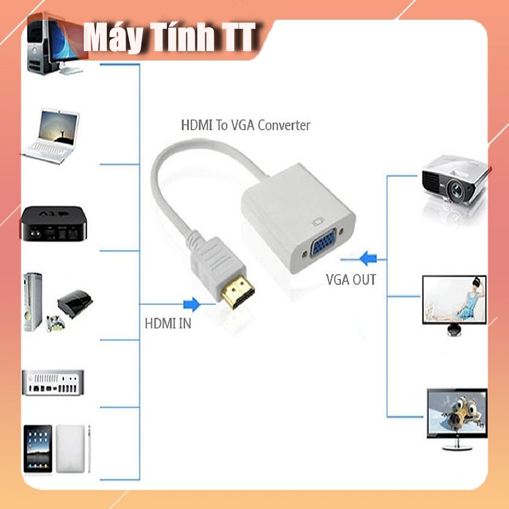 Cáp chuyển đổi HDMI sang VGA -  Chuyển đổi cổng HDMI trên máy tính ra cổng VGA sử dụng cho máy chiếu, tivi,..Máy Tính TT