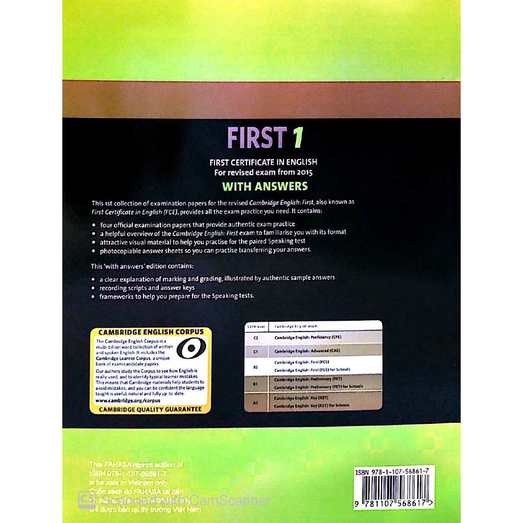 Sách - Cambridge English First 1 For Revised Exam From 2015 Student's Book With Answers Fahasa Edition