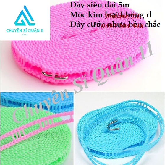 Dây phơi đồ thông minh dài 5m có lỗ chống trượt, tiết kiệm không gian GD412-DayPhoiDo