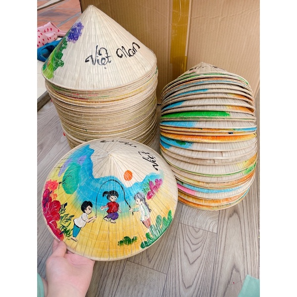 Nón lá vẽ,nón lá trơn cho bé