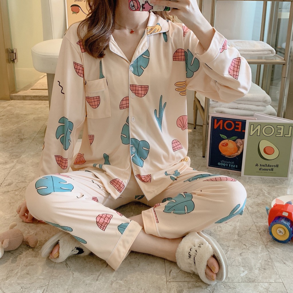 Bộ ngủ pijama Thun Cotton Dày, Đồ Bộ Nữ Hoạ Tiết Đa Dạng Đủ Màu