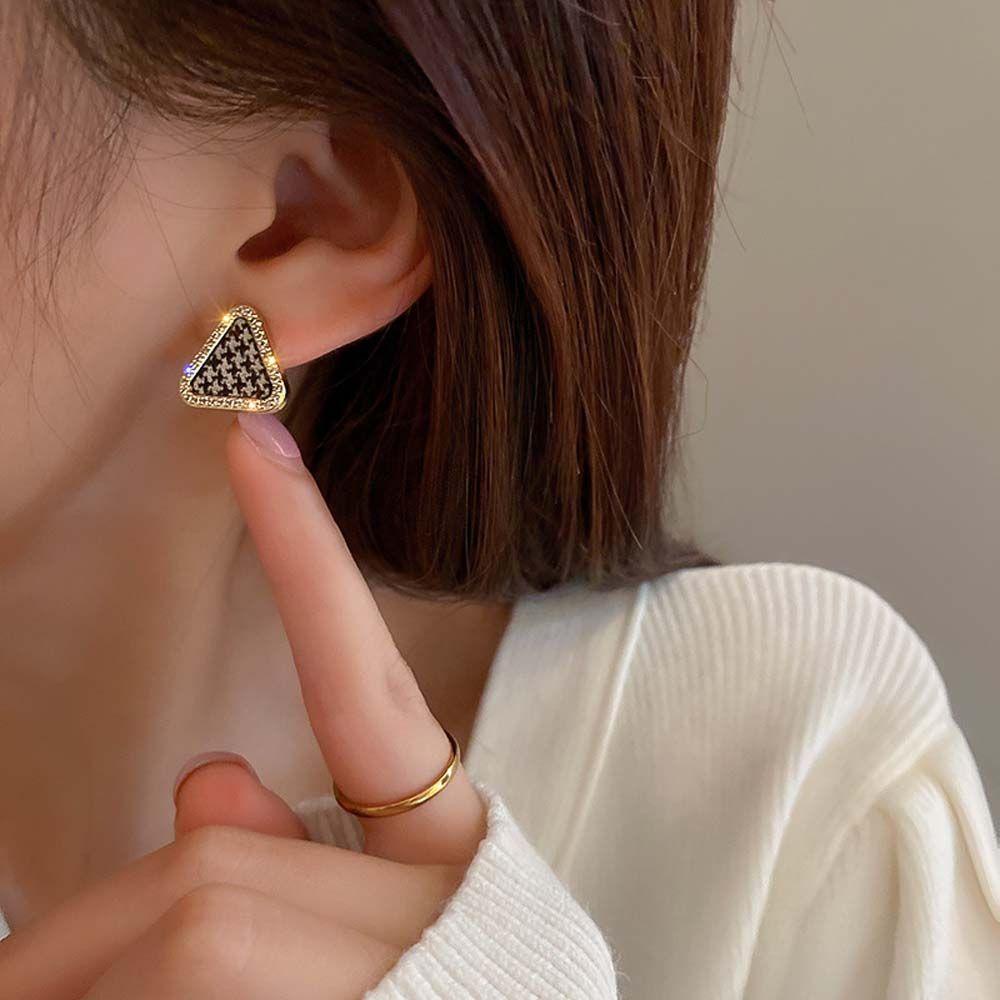JARRED Khuyên Tai Hình Tam Giác Bằng Hợp Kim Bạc Phong Cách Hàn Quốc Ngọt Ngào