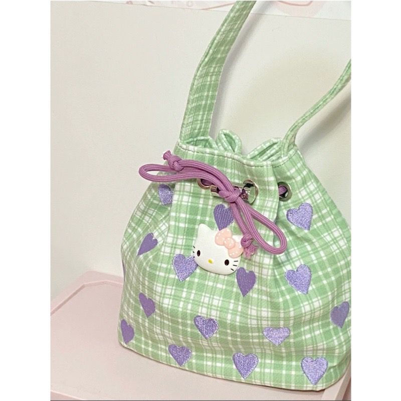 Hellokitty Túi Xách Bucket Đeo Vai / Kẹp Nách Màu Hồng Họa Tiết Hello Kitty Thời Trang Mùa Hè 2022