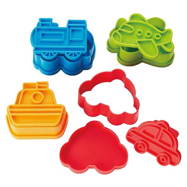 Set 4 khuôn tạo hình đồ ăn M'sa (mẫu phương tiện giao thông)
