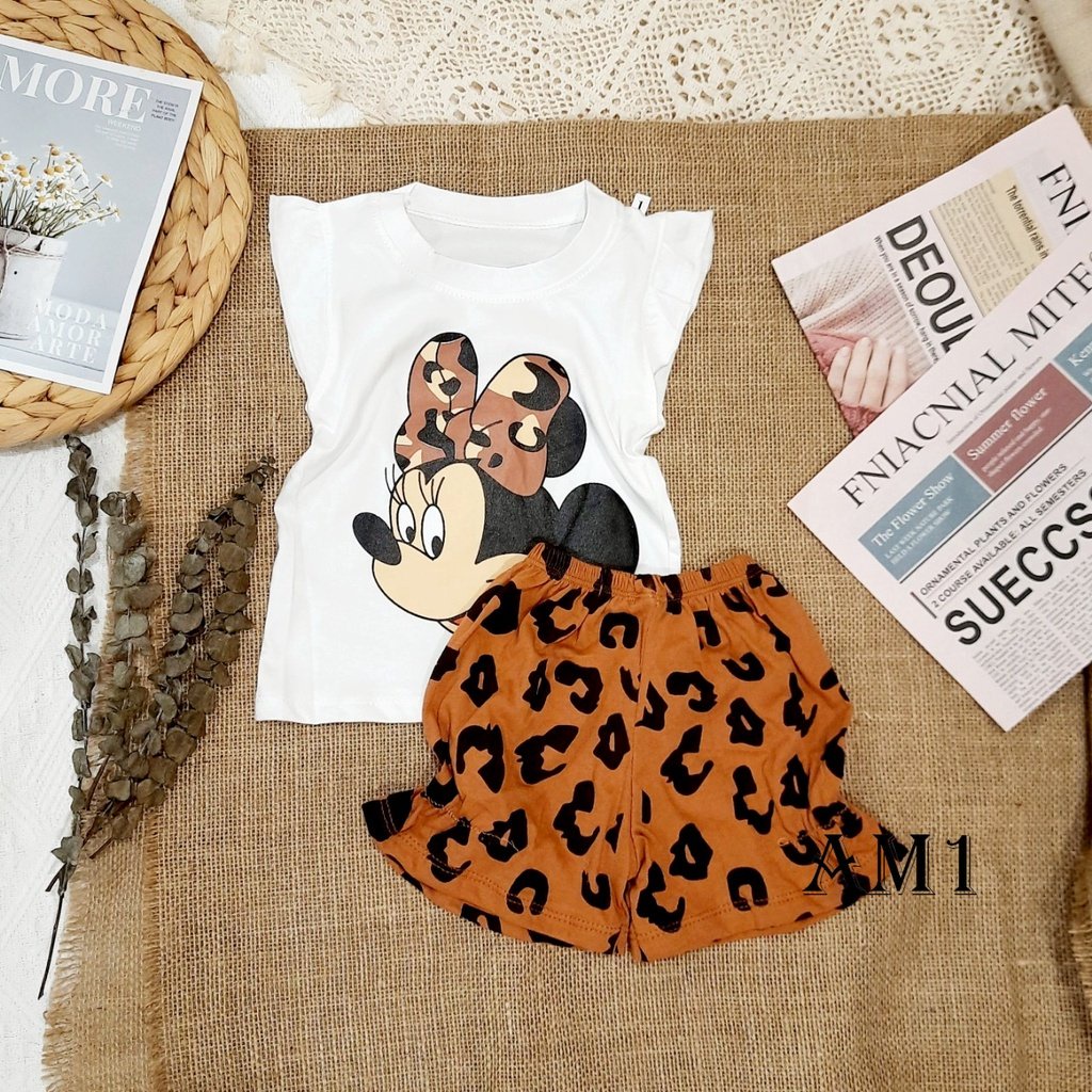 Bộ cộc tay bé gái từ 8kg đến 18kg, bộ quần áo cánh tiên Mickey AM941