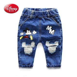 Quần jean dài Lido BB bé trai bé gái quần bò jean chất mềm in hình Mickey lưng thun mềm bé từ 7kg đến 36kg