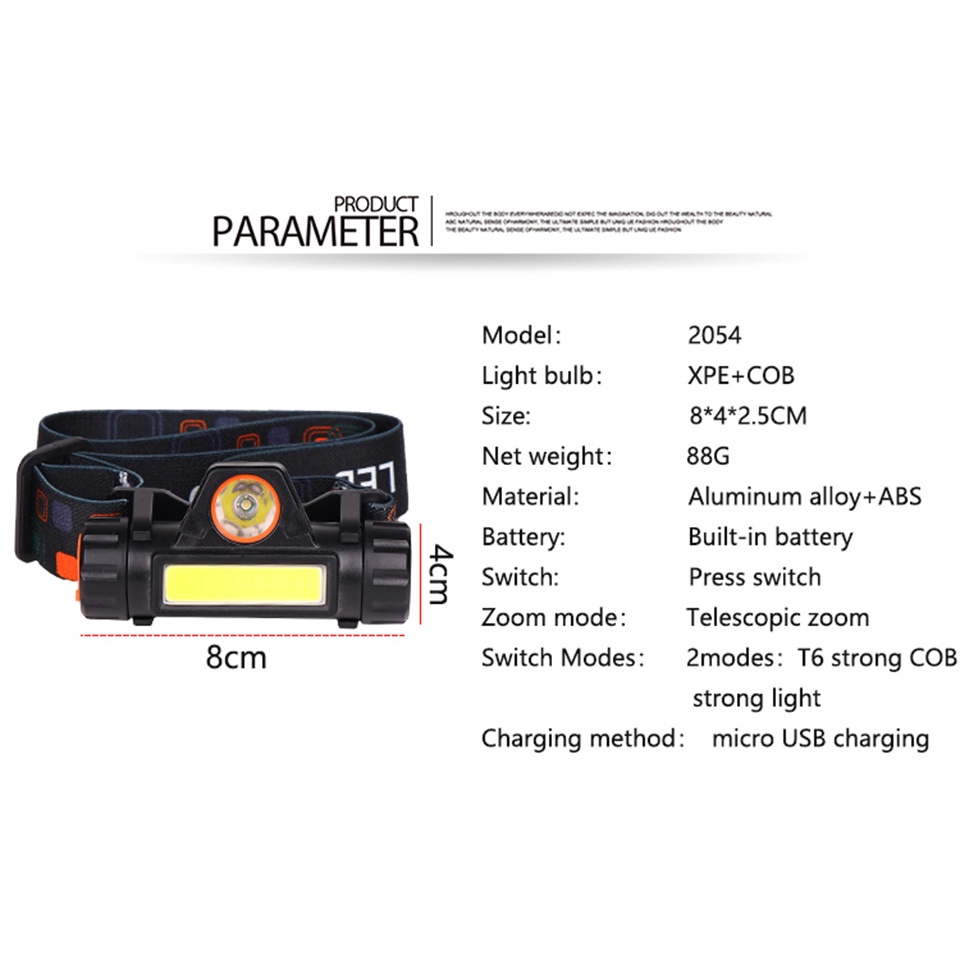 Đèn Pin Đội Đầu Siêu Sáng Nhỏ Gọn Dùng Đi Đêm, Dã Ngoại, Câu Cá Du Lịch Tiện Ích