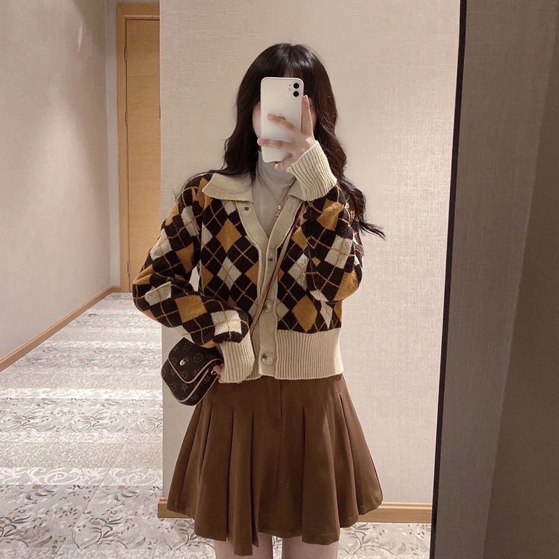 Set chân váy + áo cardigan tay dài phong cách nữ sinh hàn quốc 38