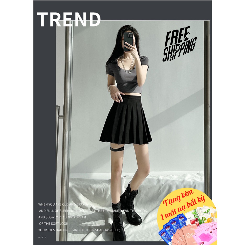 Chân Váy Chữ A Xếp Ly, Chân Váy Ngắn Lưng Cao Thời Trang Hàn Quốc SIXTEEN.