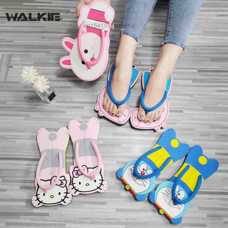 Dép Xỏ Ngón Đế Phẳng Chống Trượt In Hình Trái Cây Hoạt Hình Vui Nhộn Sáng Tạo Cho Nữ Y2k