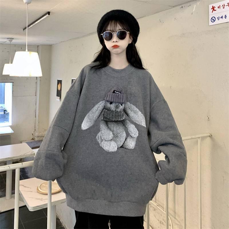 Áo hoodie tay dài dáng rộng phong cách retro thiết kế mới thời trang mùa thu 2021 dành cho nữ