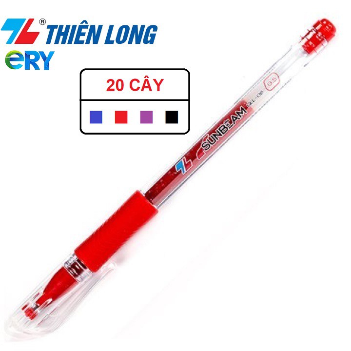 Hộp 20 cây bút gel Thiên Long ngòi 0.5mm Sunbeam Gel-08