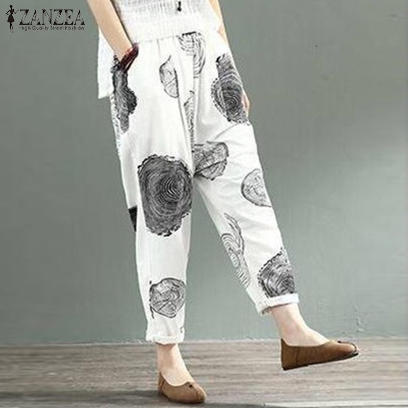 ZANZEA Quần ống rộng họa tiết chấm bi phong cách cổ điển dành cho nữ | BigBuy360 - bigbuy360.vn