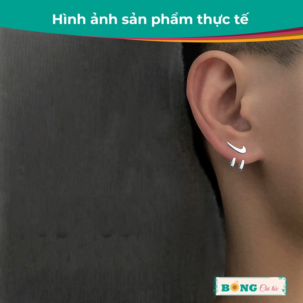 Bông tai titan unisex thiết kế cá tính phong cách Hàn Quốc, thép y tế không gỉ BT110 - khuyên tai BÔNG Cài Tóc