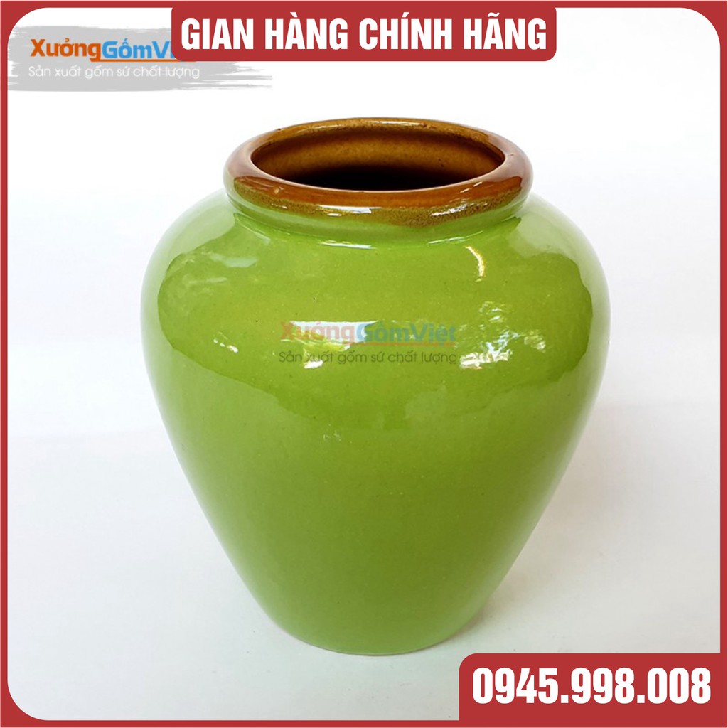 Lu sứ màu xanh đọt chuối non dung tích 400ml - hàng thủ công gốm BÁT TRÀNG - XƯỞNG GỐM VIỆT