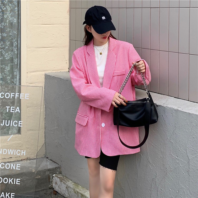 Ảnh thật 3 hình cuối-HC540.Áo blazer Tweed mùa xuân màu hồng sang chảnh | BigBuy360 - bigbuy360.vn