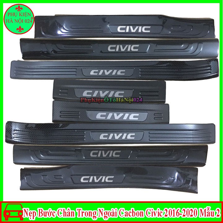 Nẹp Bước Chân Trong Ngoài Cacbon Cho Xe Civic 2016-2020 Mẫu 2