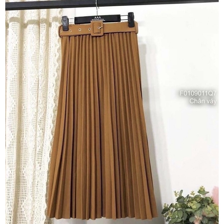 Chân Váy dài mi di gấp ly phối nịt eo TT0109