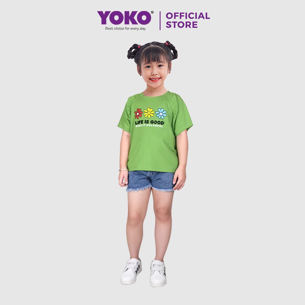 Bộ Quần Áo Thun Bé Gái Tay Ngắn Quần Jean (6-9 Tuổi) YOKO KID’S FASHION 21370G