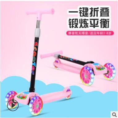Xe Scooter Cao Cấp Cho Bé 2-8 Tuổi 3 Bánh Có Đèn LED Gấp Gọn Bền Đẹp, Khi Chạy Đèn Phát Sáng