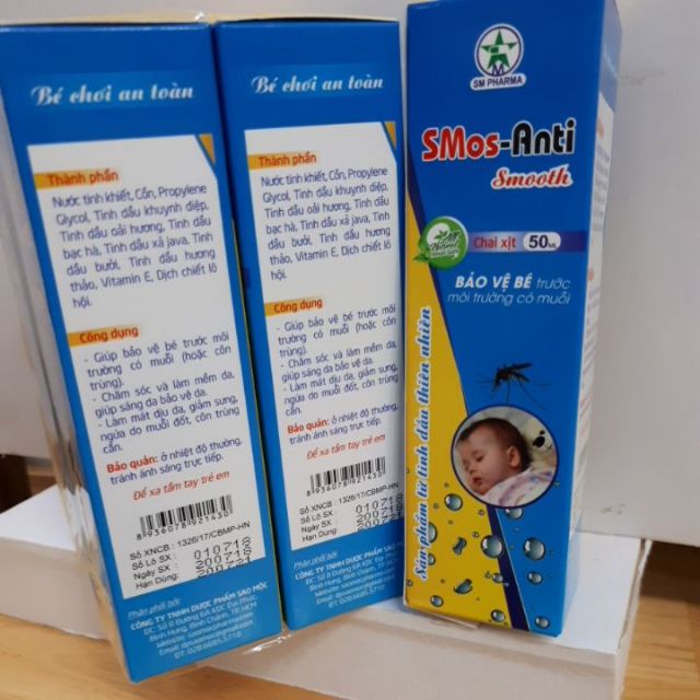 Xịt tinh dầu chống Muỗi (trẻ 3tháng tuổi) SMos- Anti: Bảo Vệ an toàn cho Bé 'chai( 50ml)