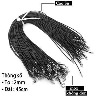 DÂY CHUYỀN CAO SU 2LY KHÓA INOX KHÔNG ĐEN