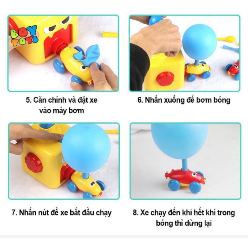 Đồ chơi bơm bóng bay ô tô chạy quán tính cho bé vừa học vừa chơi
