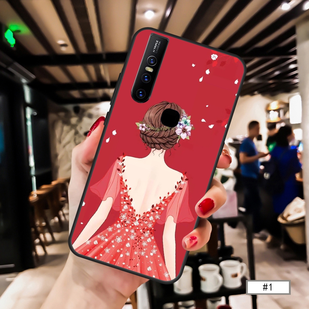 Ốp điện thoại TPU dẻo hình cô gái xinh xắn cho Vivo Y91 Y93 Y12 Y15 Y17 V11 V11i V15 V15 Pro S1 S1 Pro