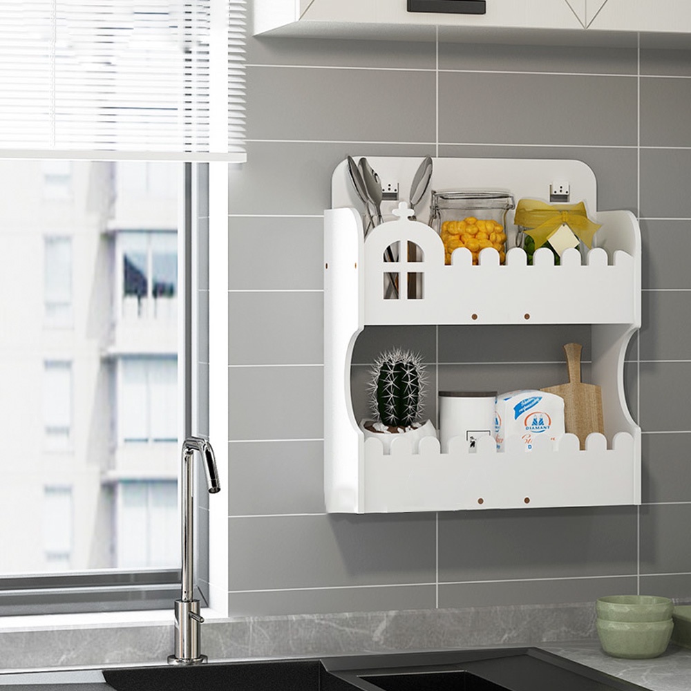 Kệ treo tường trang trí, kệ nhựa treo tường 2 tầng chống nước decor phòng – SIG386