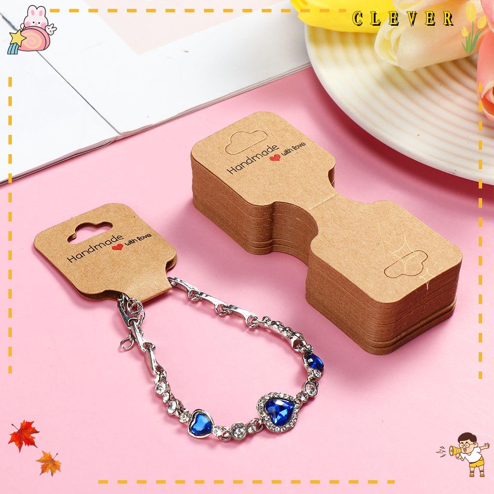 Set 50 thẻ giấy kích thước 9x3.5cm dùng để trưng bày trang sức vòng đeo tay/thẻ/dây buộc tóc thời trang DIY
