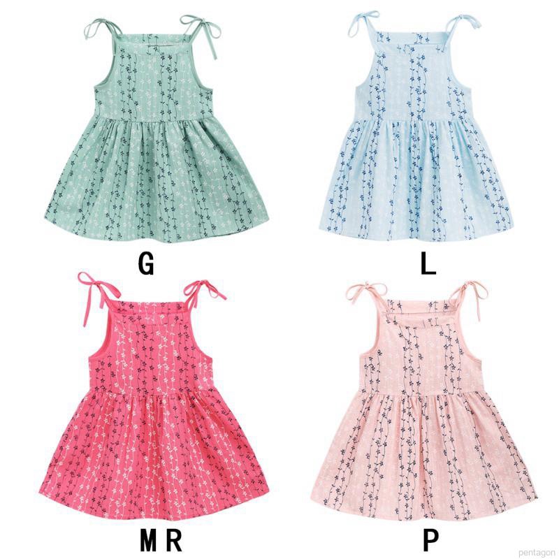 Đầm hai dây họa tiết hoa cho bé gái