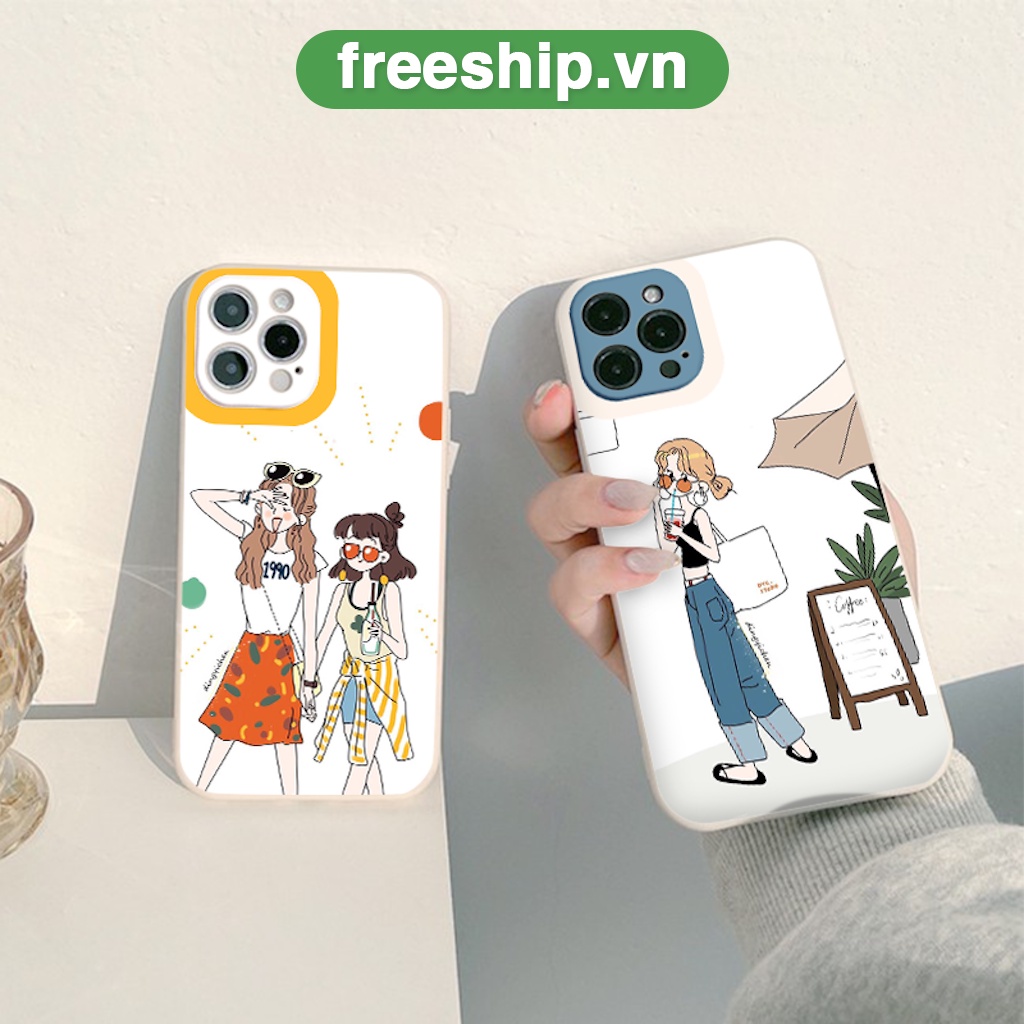 Ốp lưng iphone viền vuông chống sốc quý cô sang chảnh ốp iphone13/12/11/pro/promax/6/6s/7/8/se/2020/x/xs/xr/xsmax BVC