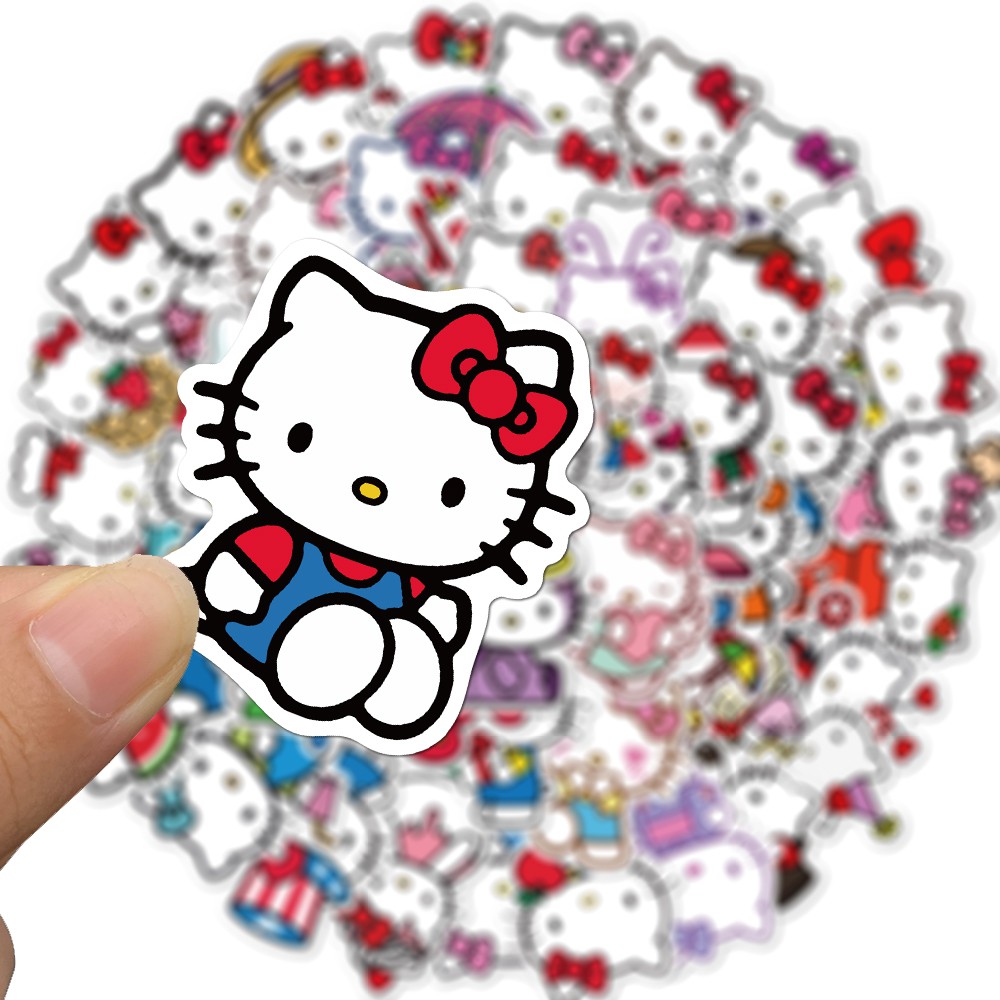 Set 50 nhãn dán họa tiết Hello Kitty xinh xắn